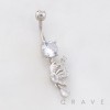 MULTI CZ BEADED BUTTERFLY WING DANGLE TEAR DROP BELLY BUTTON NAVEL RING 316L SURGICAL STEEL